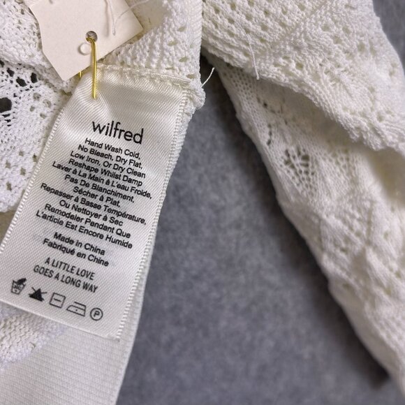 Aritzia Wilfred Sweater Women Medium White Open Knit Crewneck Stretch Minimalist - Picture 9 of 11